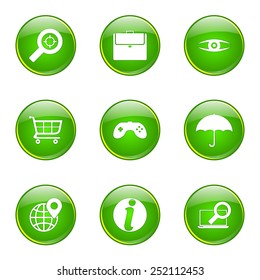 SEO Internet Sign Green Vector Button Icon Design Set 10