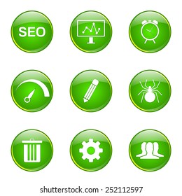 SEO Internet Sign Green Vector Button Icon Design Set 8