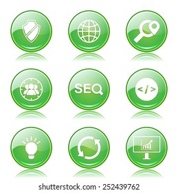 SEO Internet Sign Green Vector Button Icon Design Set 2