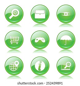 SEO Internet Sign Green Vector Button Icon Design Set 10