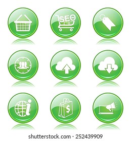 SEO Internet Sign Green Vector Button Icon Design Set 7