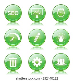 SEO Internet Sign Green Vector Button Icon Design Set 8