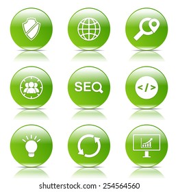SEO Internet Sign Green Vector Button Icon Design Set 2