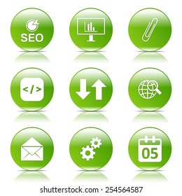 SEO Internet Sign Green Vector Button Icon Design Set 6
