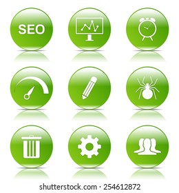SEO Internet Sign Green Vector Button Icon Design Set 8
