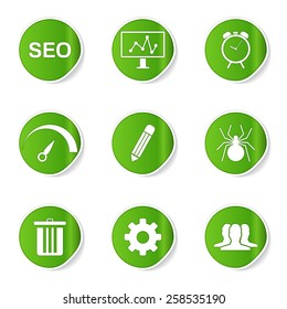 SEO Internet Sign Green Vector Button Icon Design Set 8