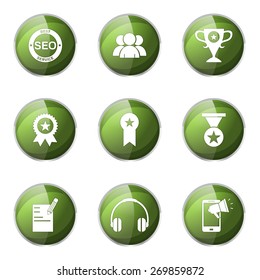 SEO Internet Sign Green Vector Button Icon Design Set 9