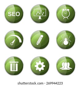 SEO Internet Sign Green Vector Button Icon Design Set 8