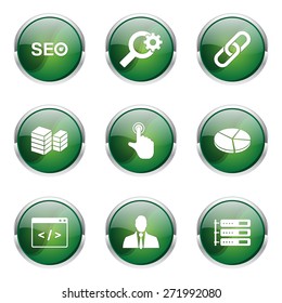 SEO Internet Sign Green Vector Button Icon Design Set 11