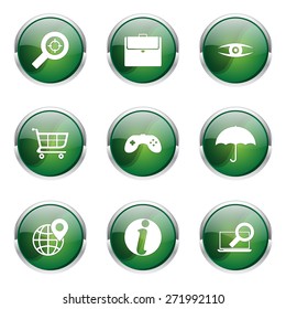 SEO Internet Sign Green Vector Button Icon Design Set 10
