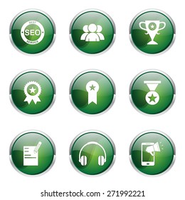 SEO Internet Sign Green Vector Button Icon Design Set 9