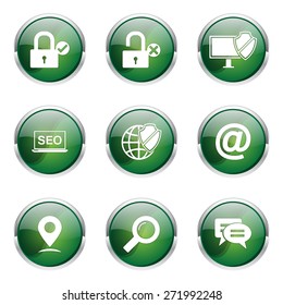 SEO Internet Sign Green Vector Button Icon Design Set 3