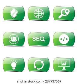 SEO Internet Sign Green Vector Button Icon Design Set 2