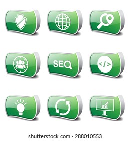 SEO Internet Sign Green Vector Button Icon Design Set 2