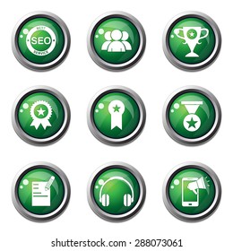 SEO Internet Sign Green Vector Button Icon Design Set 9