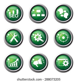 SEO Internet Sign Green Vector Button Icon Design Set 5
