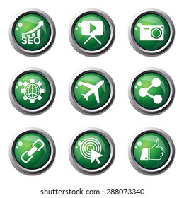 SEO Internet Sign Green Vector Button Icon Design Set 1