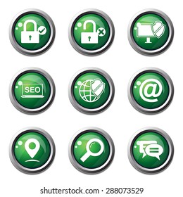 SEO Internet Sign Green Vector Button Icon Design Set 3