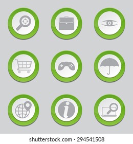SEO Internet Sign Green Vector Button Icon Design Set 10
