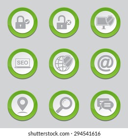 SEO Internet Sign Green Vector Button Icon Design Set 3