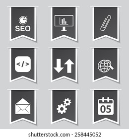 SEO Internet Sign Label Vector Black Icon Design Set 6
