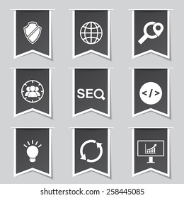 SEO Internet Sign Label Vector Black Icon Design Set 2