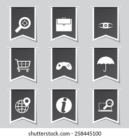 SEO Internet Sign Label Vector Black Icon Design Set 10