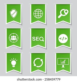SEO Internet Sign Label Vector Green Icon Design Set 2