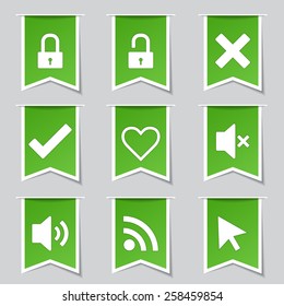SEO Internet Sign Label Vector Green Icon Design Set 4