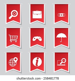 SEO Internet Sign Label Vector Red Icon Design Set 10