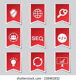 SEO Internet Sign Label Vector Red Icon Design Set 2