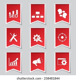 SEO Internet Sign Label Vector Red Icon Design Set 5