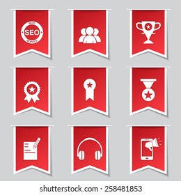 SEO Internet Sign Label Vector Red Icon Design Set 9