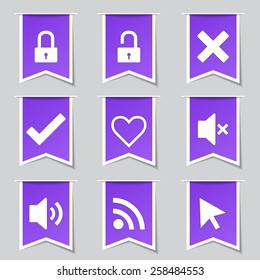 SEO Internet Sign Label Vector Violet Icon Design Set 4