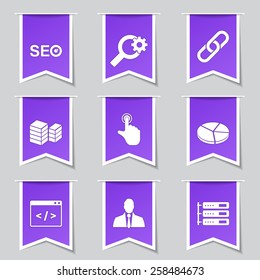SEO Internet Sign Label Vector Violet Icon Design Set 11