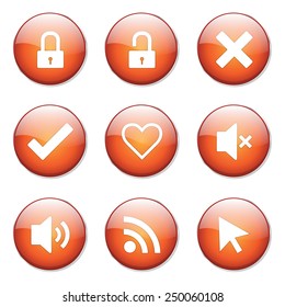 SEO Internet Sign Orange Vector Button Icon Design Set 4