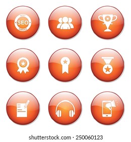 SEO Internet Sign Orange Vector Button Icon Design Set 9