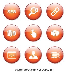 SEO Internet Sign Orange Vector Button Icon Design Set 11