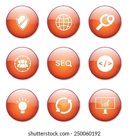 SEO Internet Sign Orange Vector Button Icon Design Set 2
