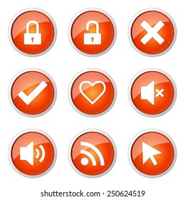 SEO Internet Sign Orange Vector Button Icon Design Set 4