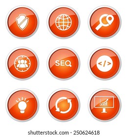 SEO Internet Sign Orange Vector Button Icon Design Set 2