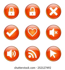 SEO Internet Sign Orange Vector Button Icon Design Set 4