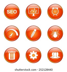 SEO Internet Sign Orange Vector Button Icon Design Set 8