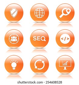 SEO Internet Sign Orange Vector Button Icon Design Set 2