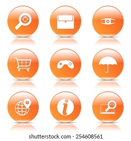 SEO Internet Sign Orange Vector Button Icon Design Set 10