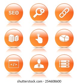 SEO Internet Sign Orange Vector Button Icon Design Set 11
