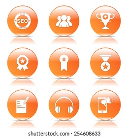 SEO Internet Sign Orange Vector Button Icon Design Set 9