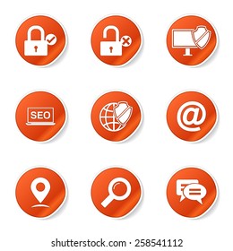 SEO Internet Sign Orange Vector Button Icon Design Set 3