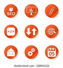 SEO Internet Sign Orange Vector Button Icon Design Set 6