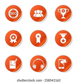 SEO Internet Sign Orange Vector Button Icon Design Set 9